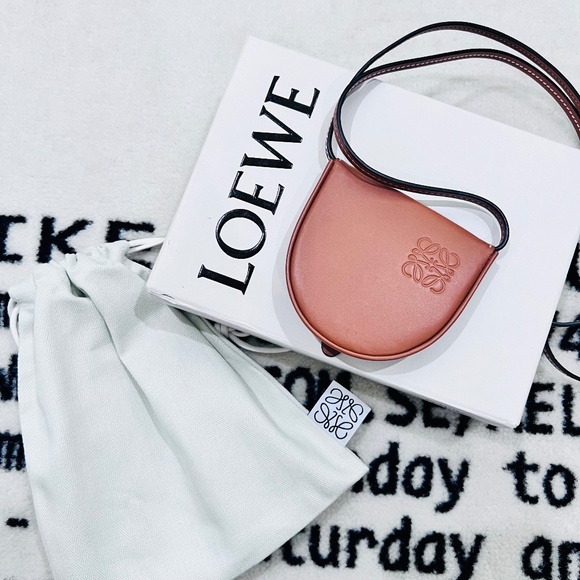 Loewe Crossbody Leather Mini Heel / Coin Pouch - Cognac / Tan